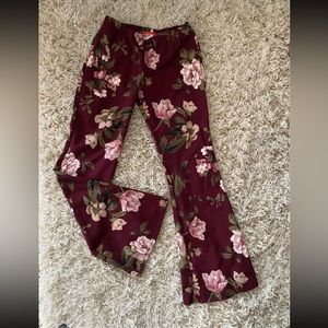 Rainbow womens floral print flare stretch pants